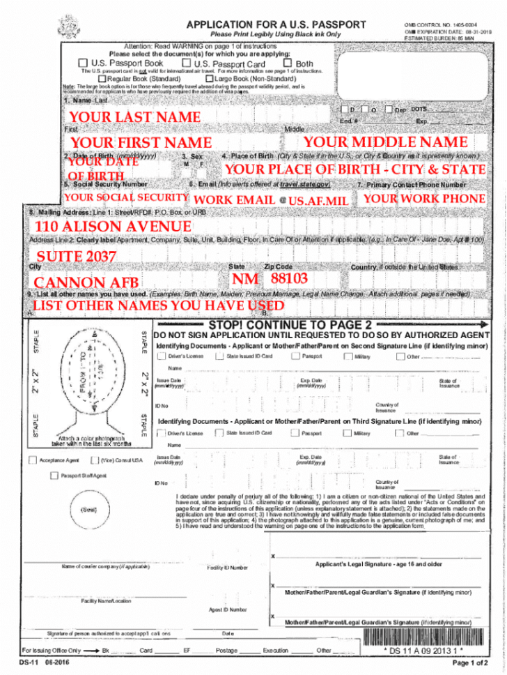 Printable Ds 11 Form