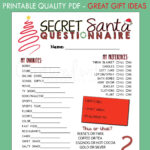 Fillable Printable Pdf Secret Santa Questionnaire For Gift In Printable Secret Santa Questionnaire