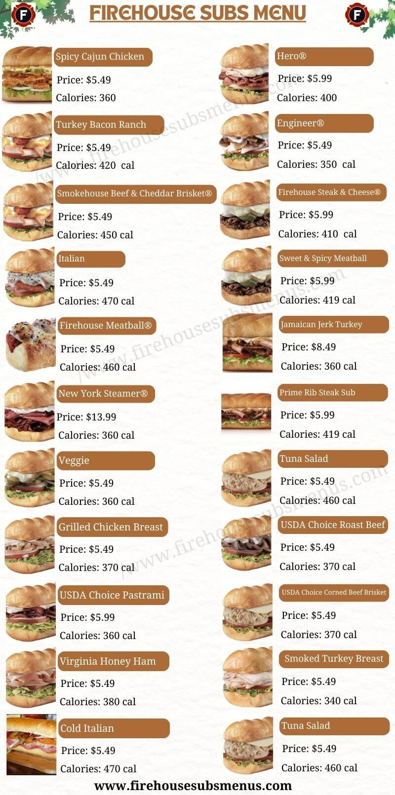 Firehouse Subs Menu With Prices And Pictures [ Updated 2024 ] intended for Printable Firehouse Subs Menu With Prices And Pictures