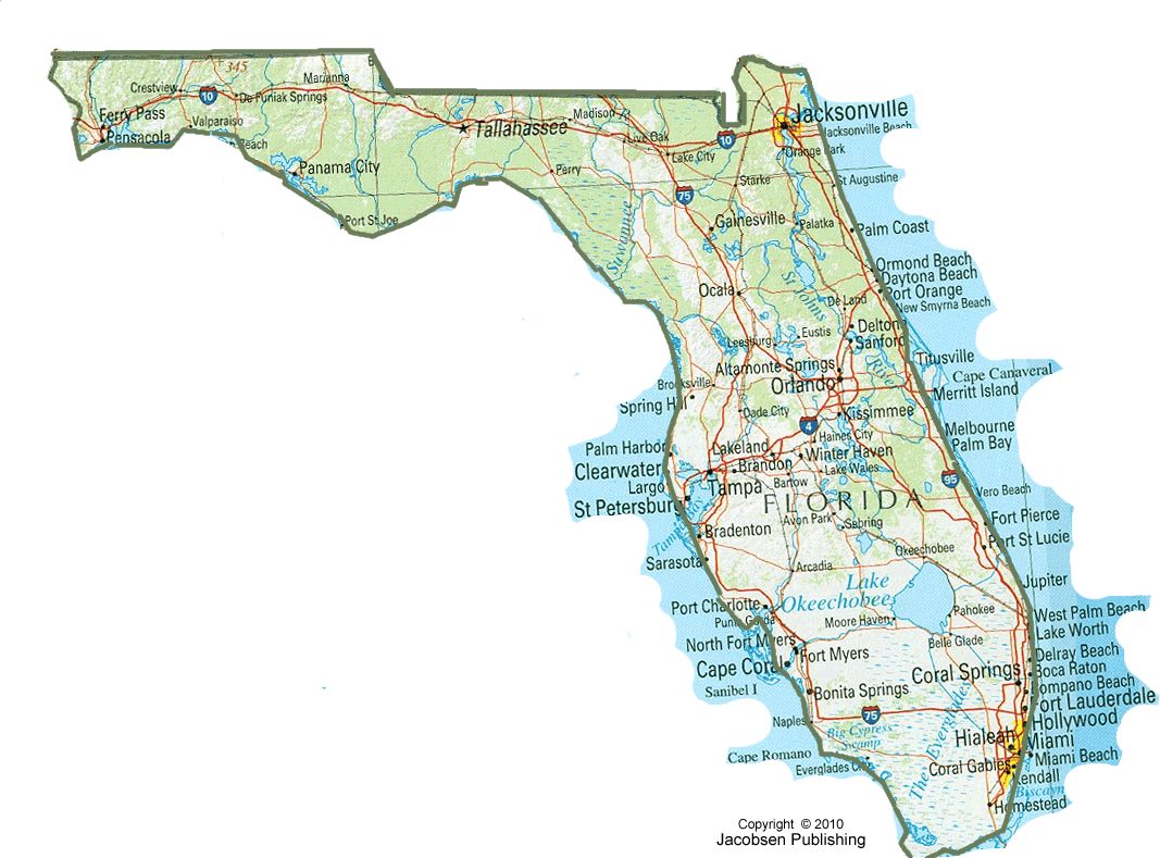 Florida State Map - 10 Free Pdf Printables | Printablee inside Florida State Map Printable