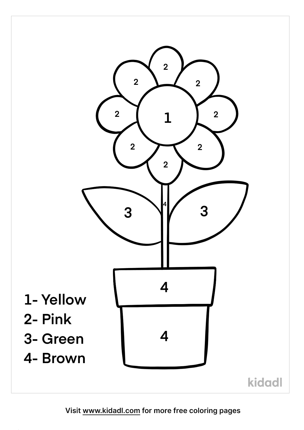 Flower Colornumbers Coloring Page inside Printable FlowersColor