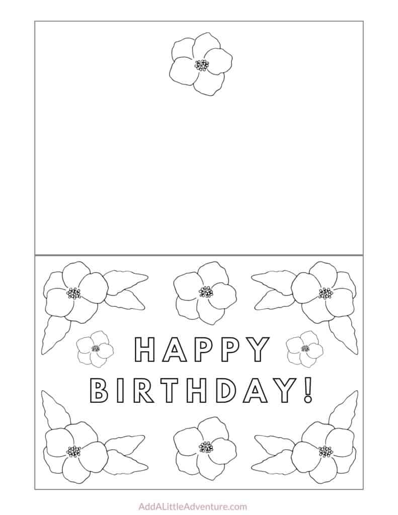 Foldable Printable Birthday Cards To Color - Add A Little Adventure pertaining to Printable Coloring Birthday Cards