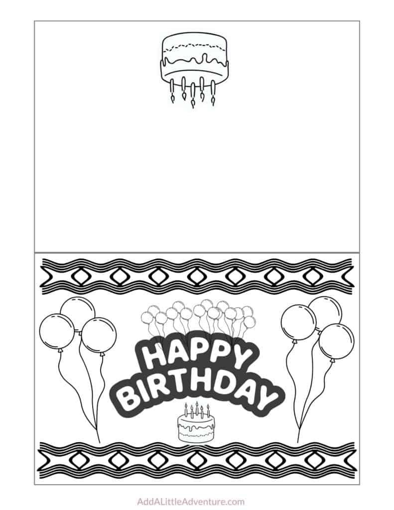 Foldable Printable Birthday Cards To Color - Add A Little Adventure with Birthday Card Printablecolor