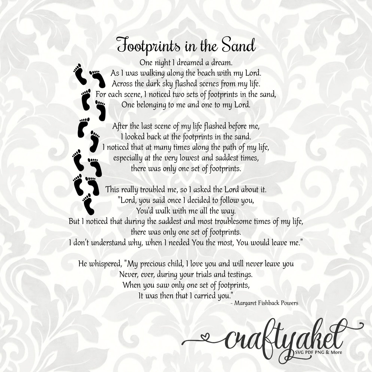 Footprints In The Sand Poem Svg, Pdf, Png Digital File Vector inside Printable Footprints in the Sand