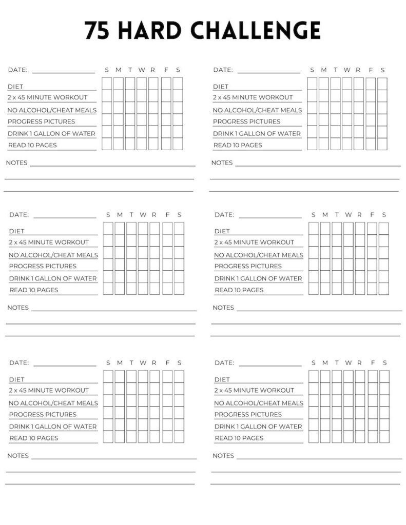 Free 75 Hard Printable Calendar - Originalmom with 75 Hard Challenge Printable