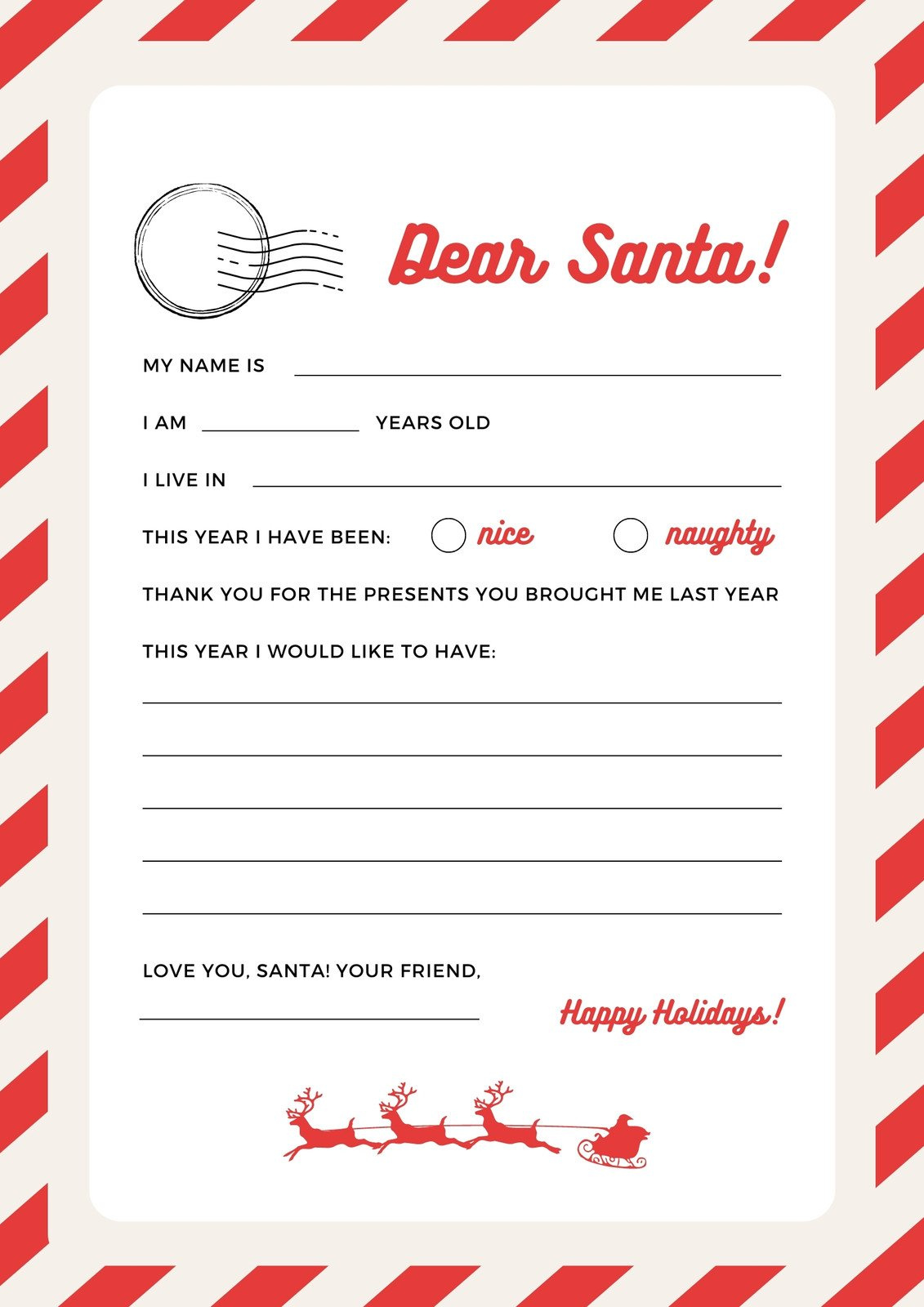 Free And Customizable Christmas Letter Templates | Canva inside Father Christmas Letter Template Printable