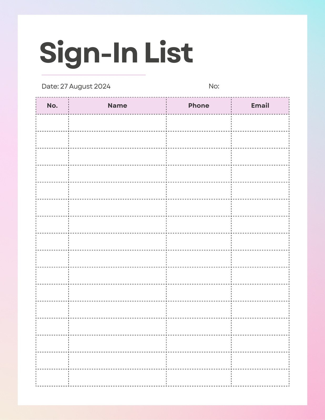 Free And Customizable Log Templates for Printable Sign in Sheets