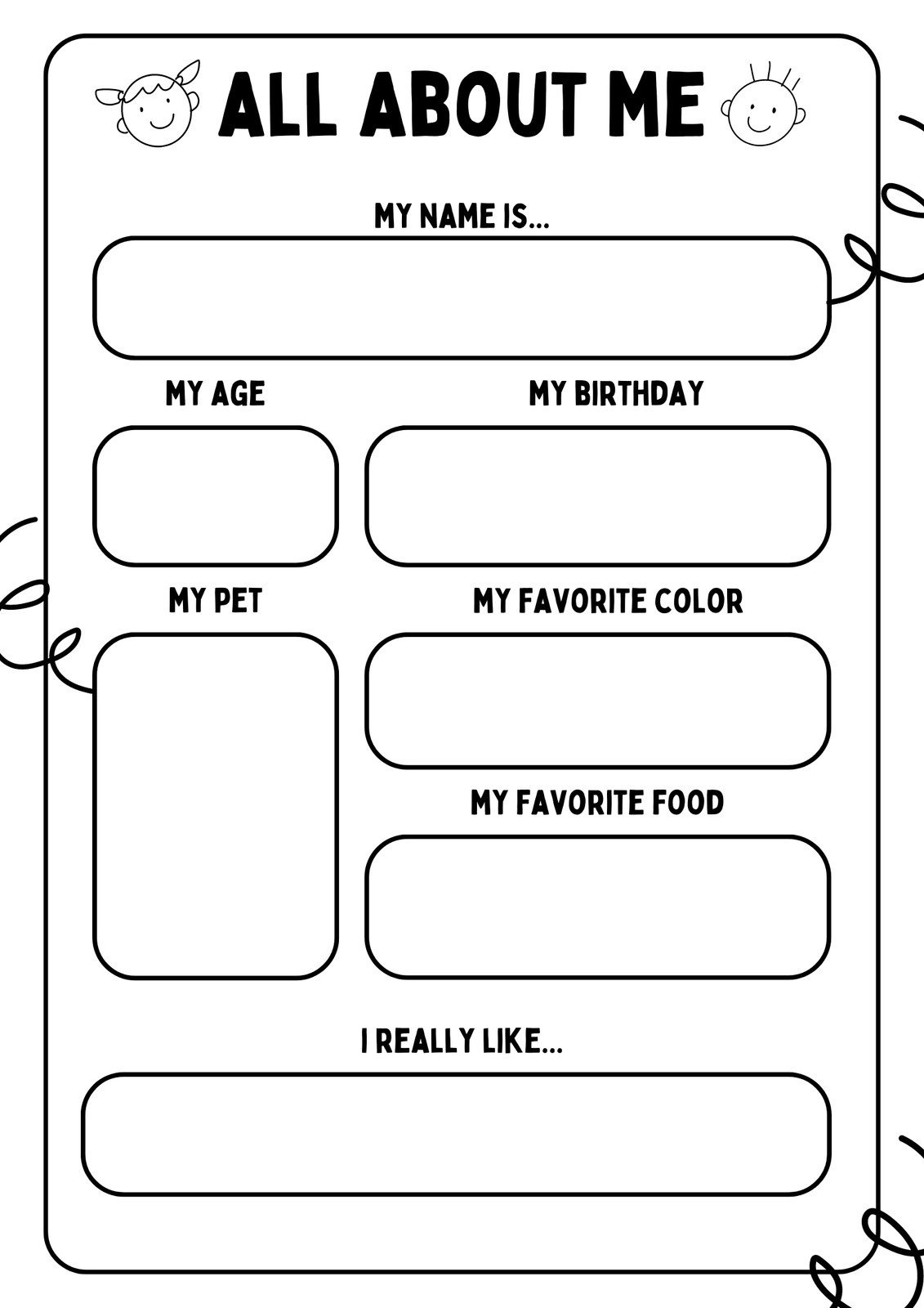 Free And Printable All About Me Worksheet Templates | Canva in All About Me Printables