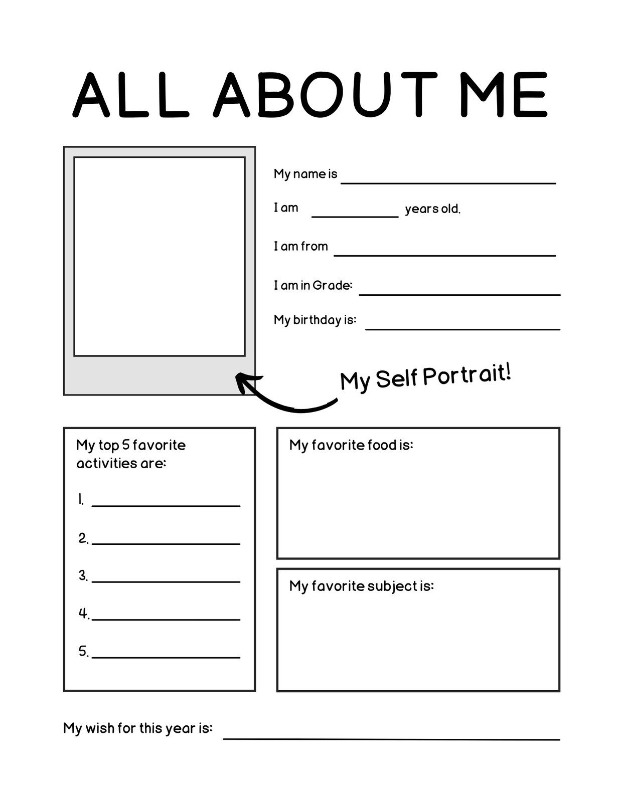 Free And Printable All About Me Worksheet Templates | Canva inside All About Me Printables