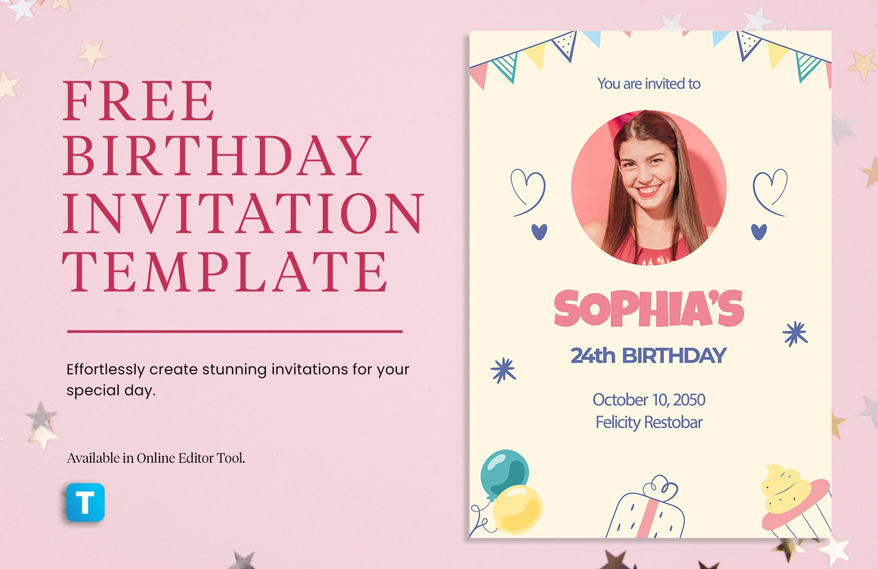 Free Birthday Invitation Template In Png - Download | Template regarding Free Printable Birthday Invitations With Photo Free Download