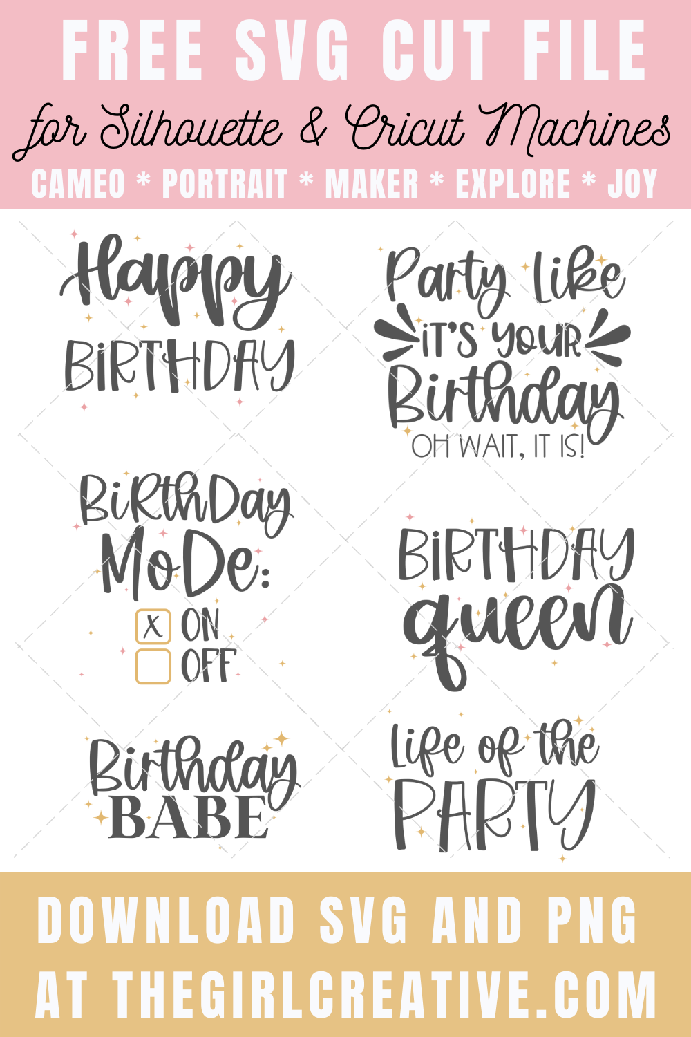 Free Birthday Svg Files - The Girl Creative for Silhouette Free Printable Editable Girls Birthday Gift Tags Svg File