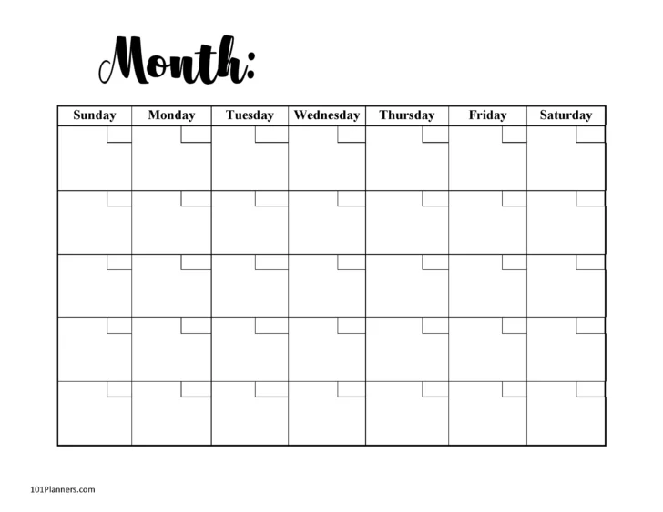 Free Monthly Calendars Printable