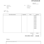 Free Blank Invoice Templates (30)   Pdf – Eforms Pertaining To Free Invoice Forms Printable