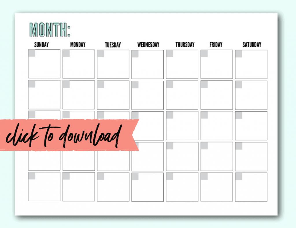 Free Blank Monthly Calendar Template Pdf - The Incremental Mama throughout Free Monthly Calendars Printable