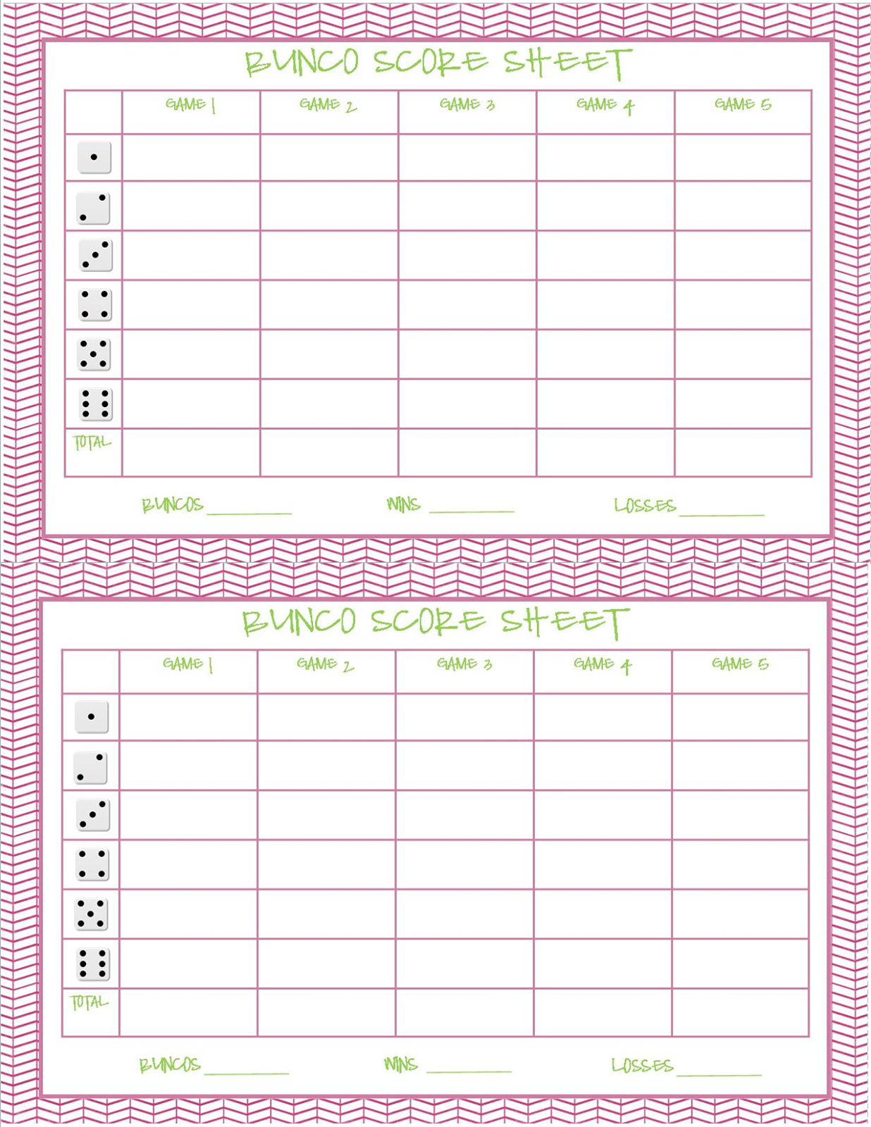 Free Bunco Printable throughout Printable Bunco Score Sheets