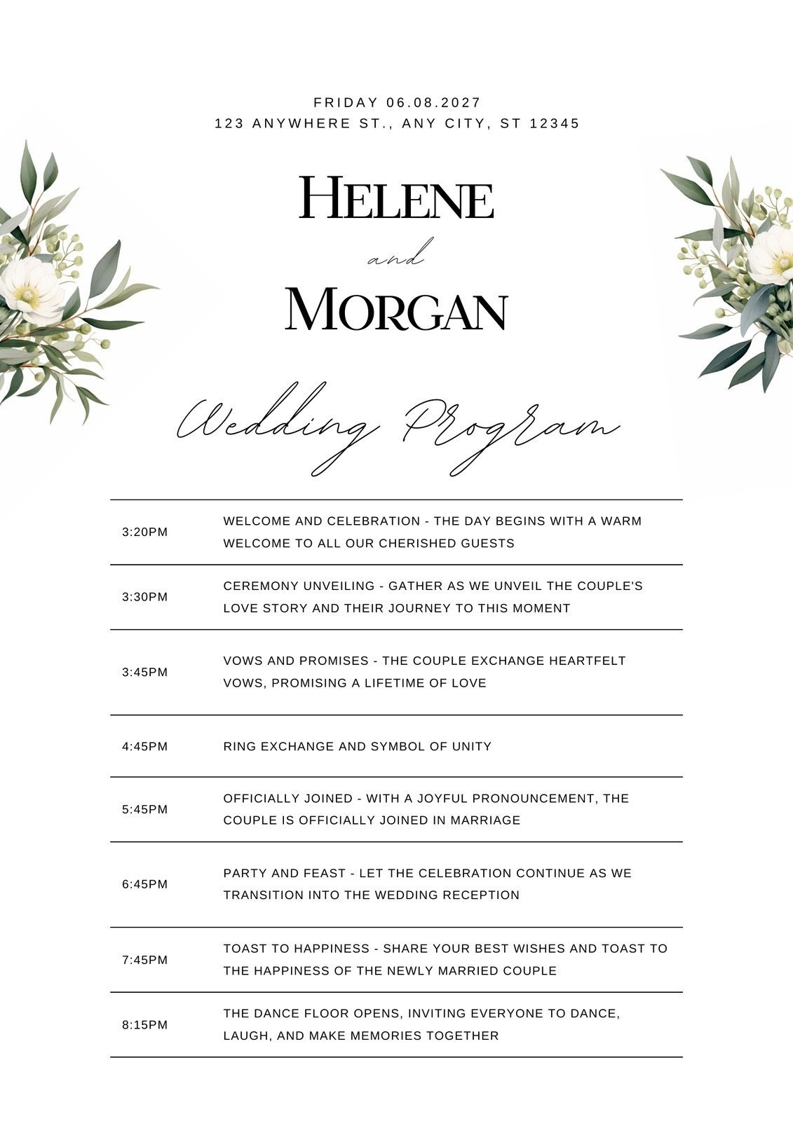 Free, Custom Printable Wedding Program Templates | Canva pertaining to Free Printable Wedding Program Templates