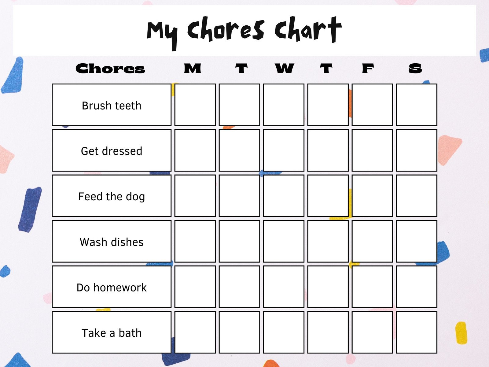 Free Customizable Chore Chart Templates To Print | Canva inside Free Printable Chore Chart