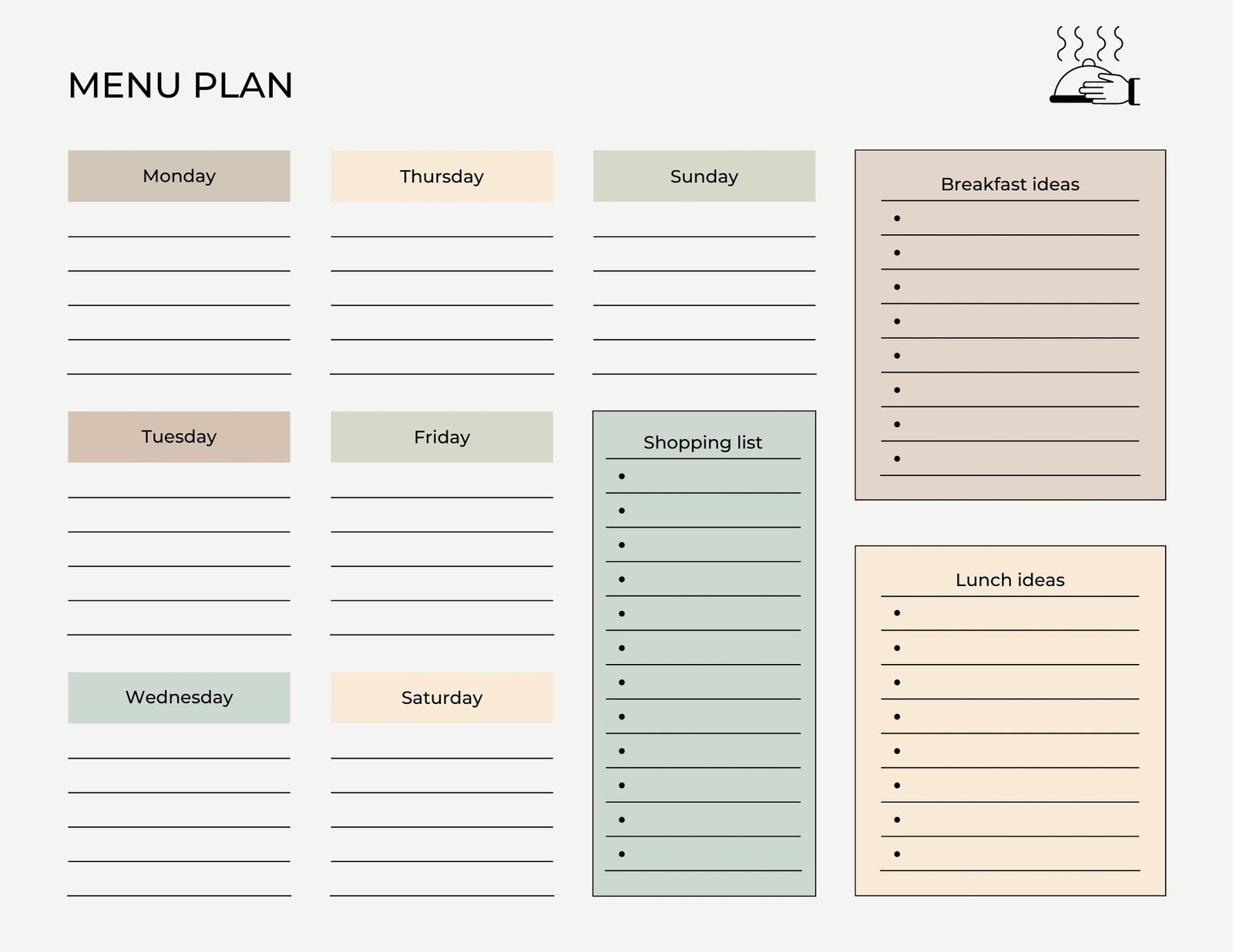 Free, Customizable Meal Planner Menu Templates | Canva with Printable Weekly Meal Planner