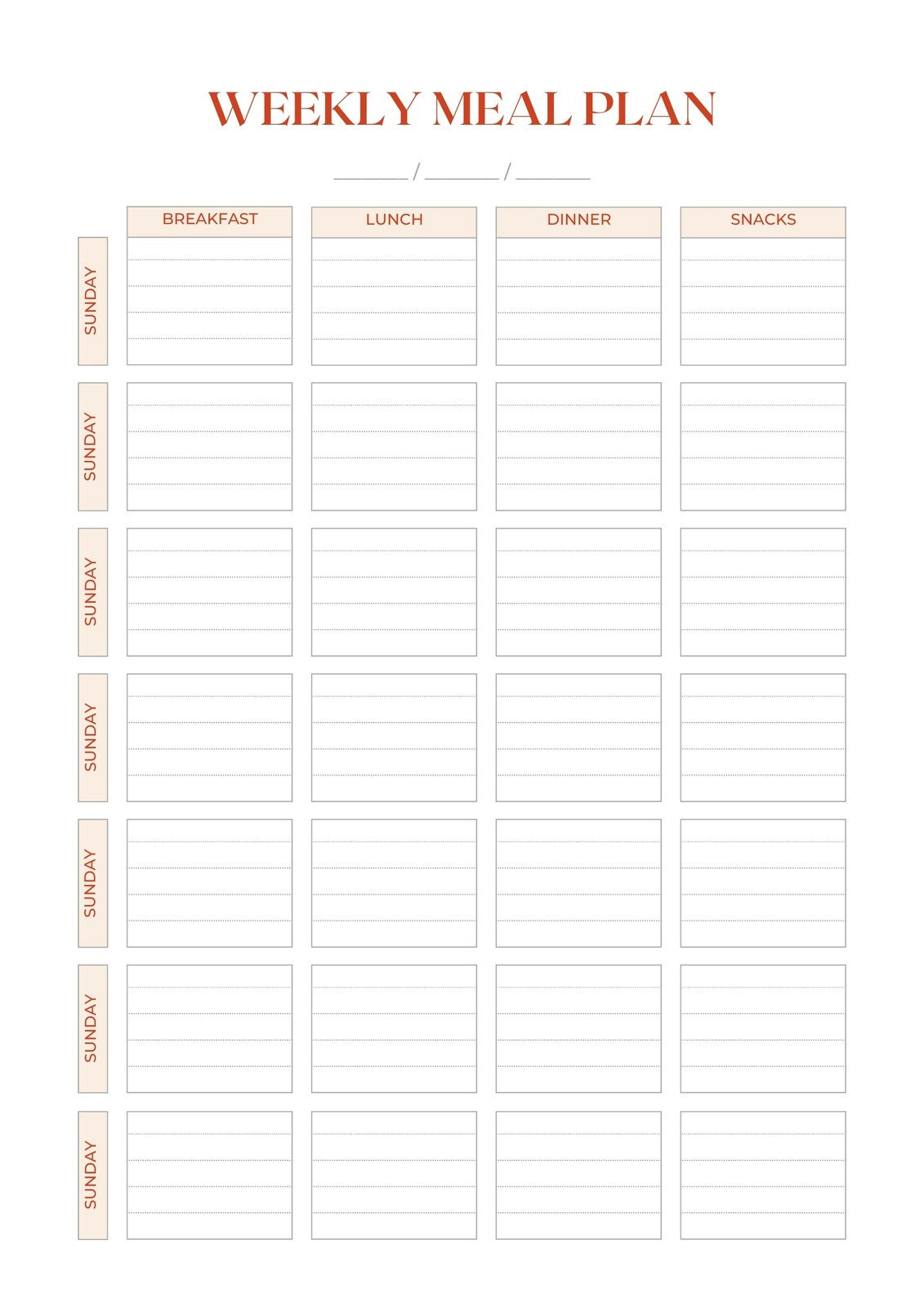 Free, Customizable Meal Planner Menu Templates | Canva within Weekly Meal Planner Printable