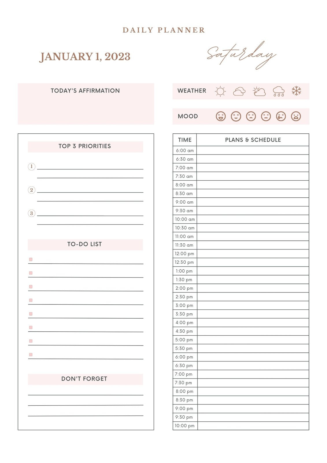 Free Daily Planner Templates To Customize | Canva in Free Printable Daily Planner