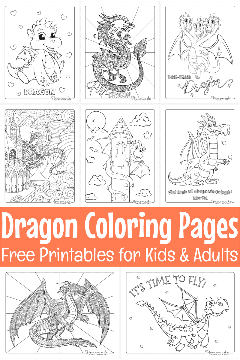 Free Dragon Coloring Pages For Kids &amp;amp; Adults intended for Printable Dragon PicturesColor