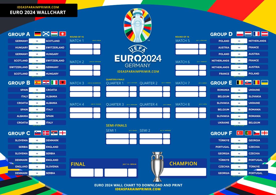 Free Euro 2024 Match Schedule, Wallchart Or Fixture To Download in Euro 2024 Schedule Printable