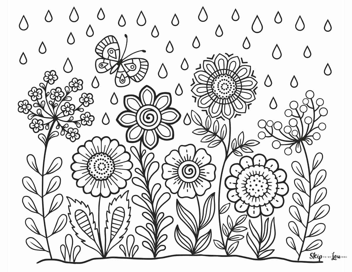 Free Flower Coloring Pages For Kids And Adults | Skip To My Lou in Printable Flower Coloring Sheets