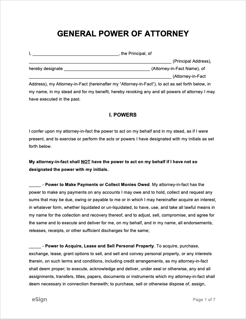 Free General Power Of Attorney Forms | Pdf | Word inside Free Power of Attorney Forms Free Printable