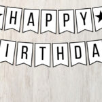 Free Happy Birthday Banner Printable (Black And White) Within Happy Birthday Banner Printable