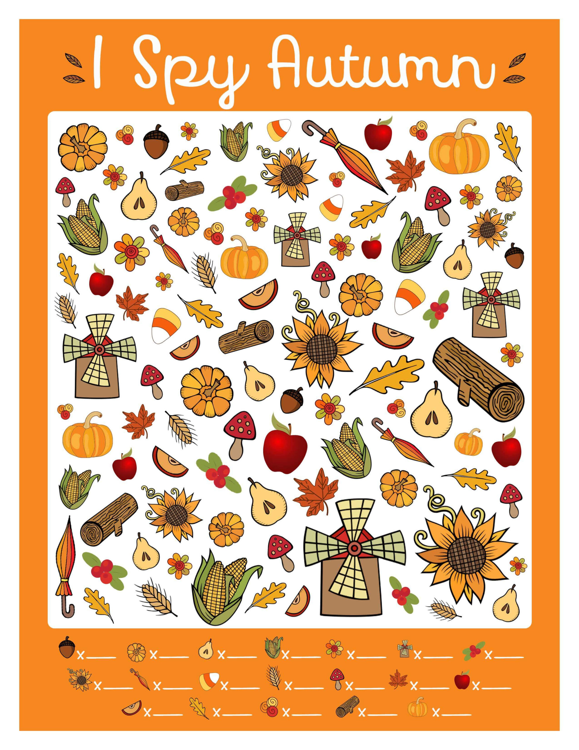 Free I Spy Autumn Printable Game | Www.teepeegirl in I Spy Game Printable