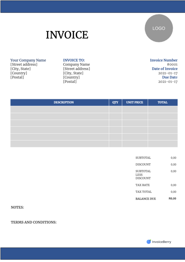 Printable Billing Invoice Template