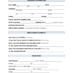 Free Job Application Form (Standard Template)   Pdf | Word – Eforms Inside Printable Employment Application Form