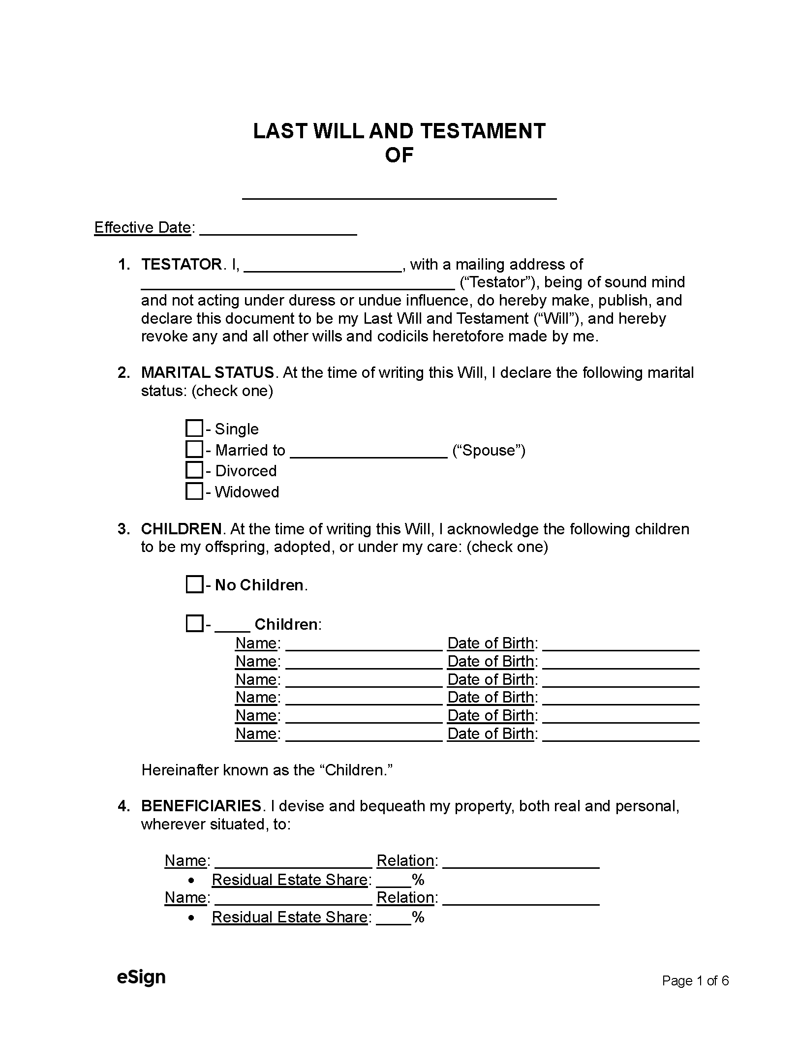 Free Last Will And Testament Template Templates (2) | Pdf | Word for Free Printable Will And Testament