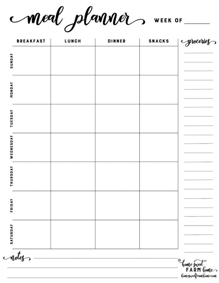 Weekly Meal Planner Printable