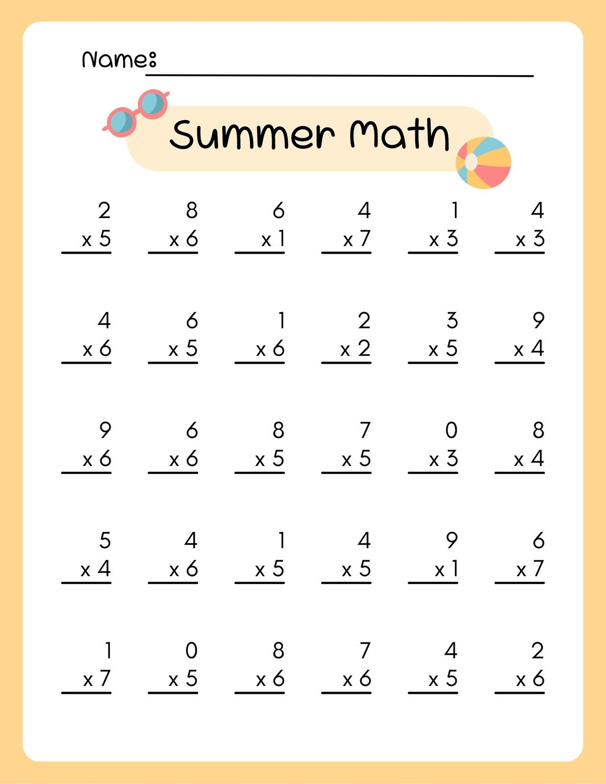 Free Multiplication Worksheet Templates To Use And Print | Canva with Free Printable Multiplication Worksheets