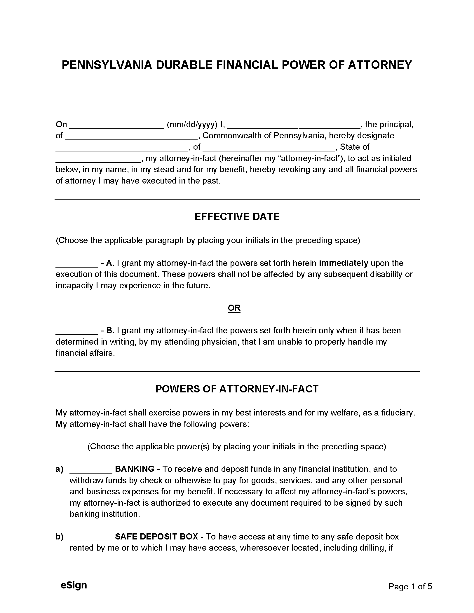 Free Pennsylvania Power Of Attorney Forms (10) | Pdf | Word in Free Power of Attorney Forms Free Printable