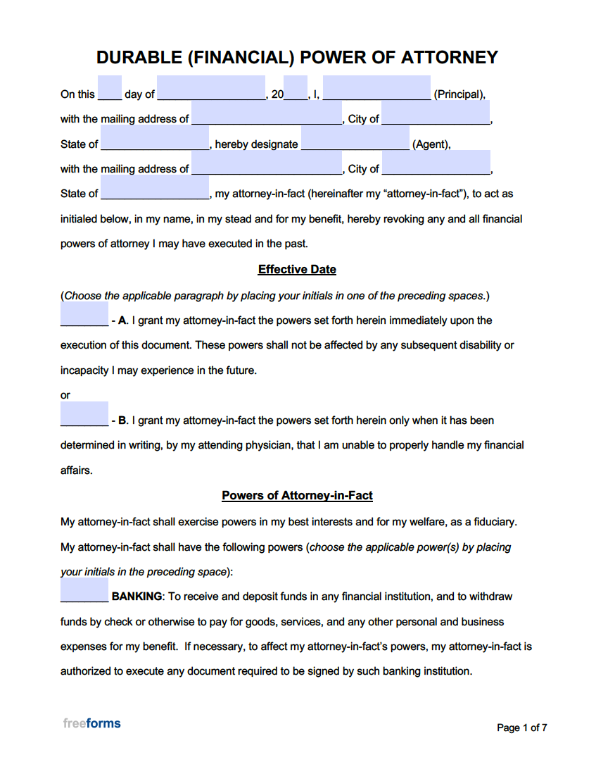 Free Power Of Attorney Forms | Pdf | Word regarding Free Power Of Attorney Forms Free Printable