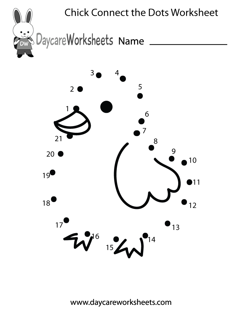 Free Preschool Chick Connect The Dots Worksheet throughout Join the Dots Printable