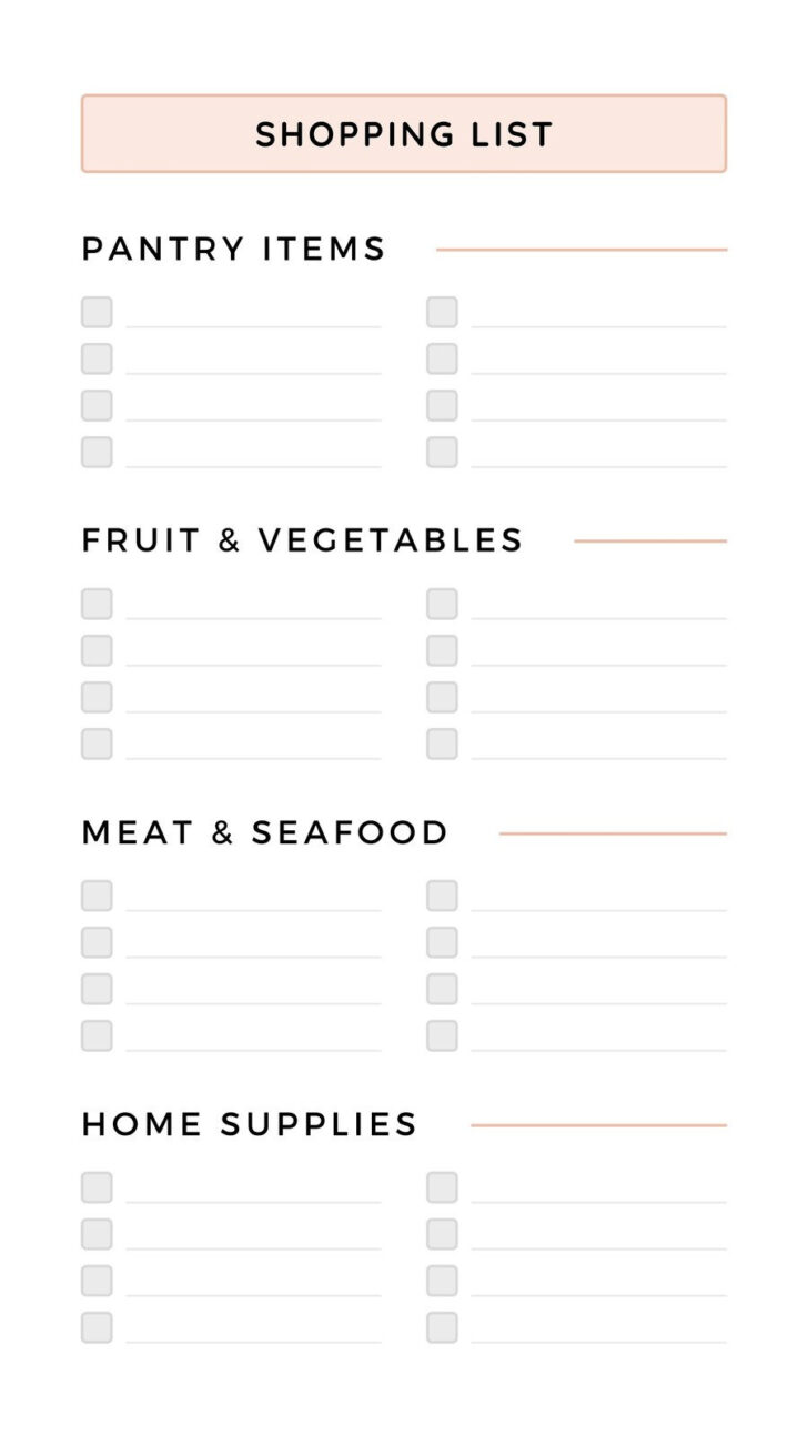 Printable Grocery Shopping List