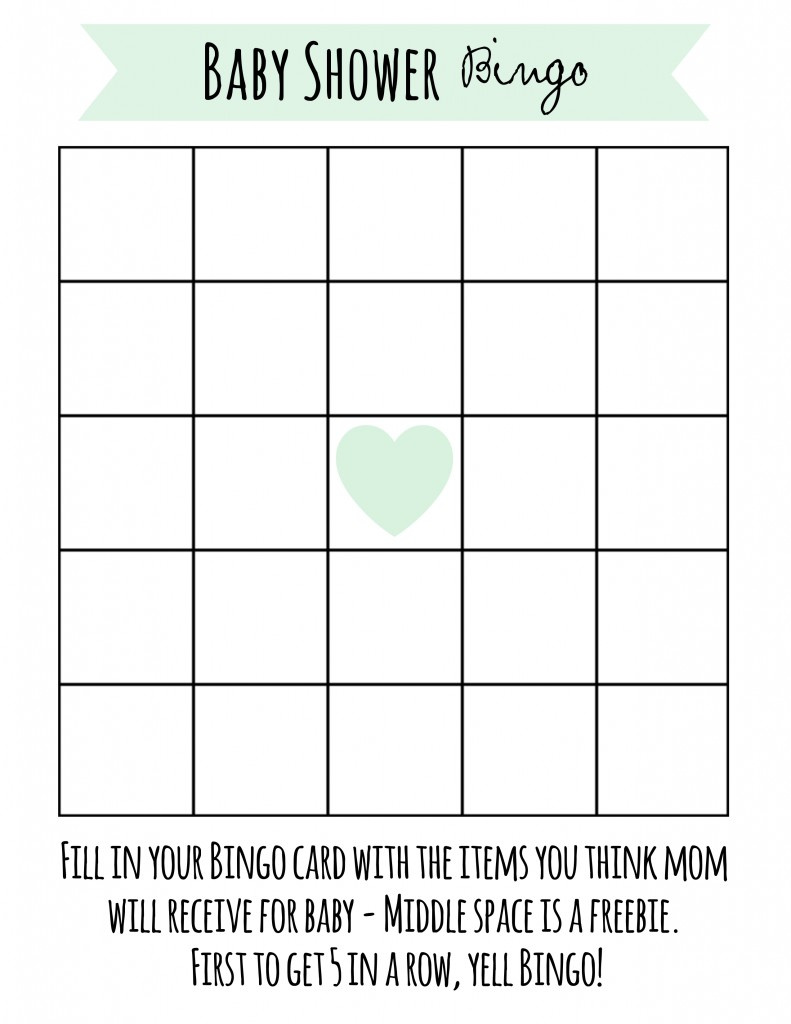 Free Printable Baby Shower Bingo for Baby Shower Bingo Printable