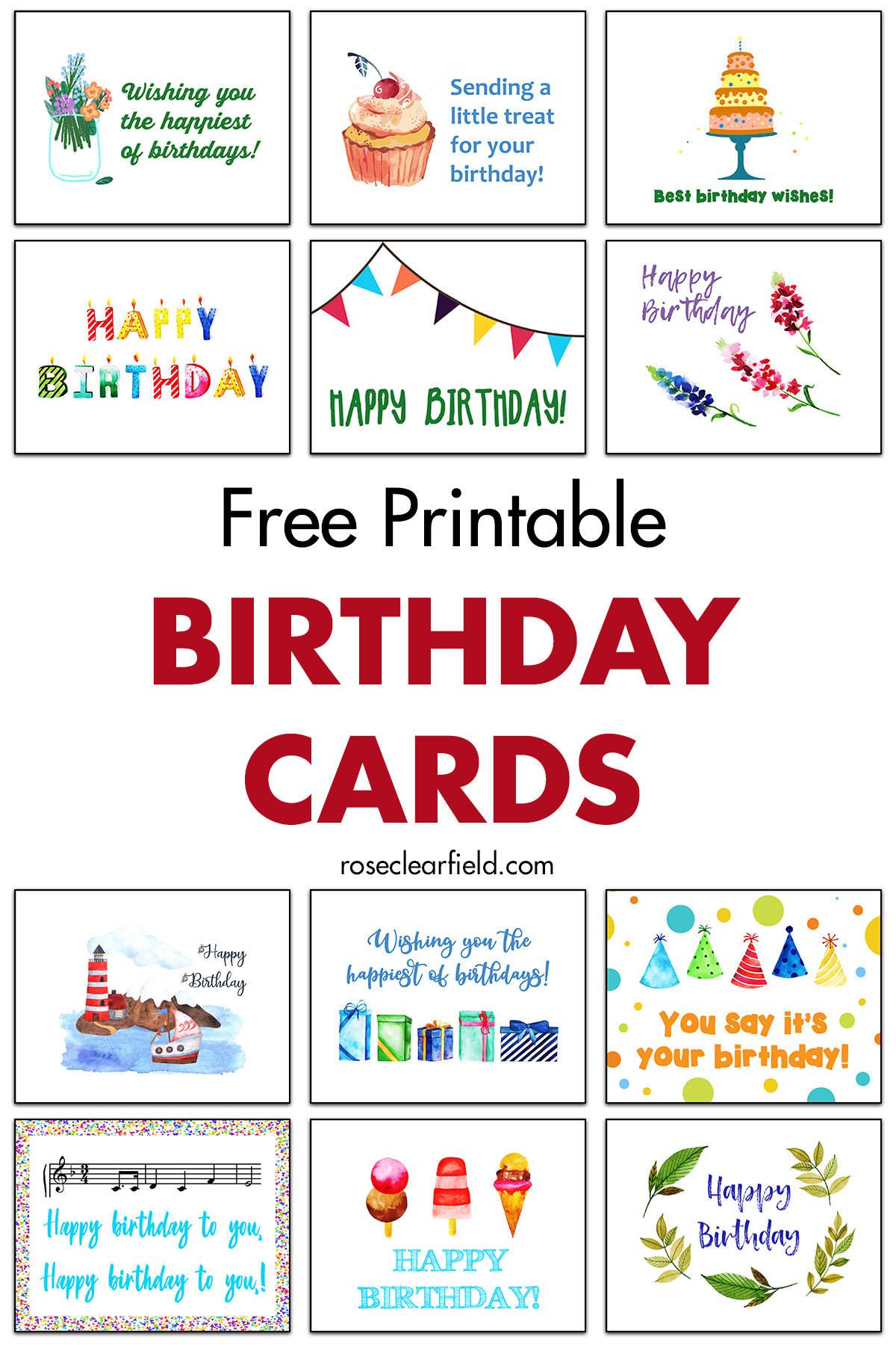 Free Printable Birthday Cards • Rose Clearfield regarding Free Printable Happy Birthday Card