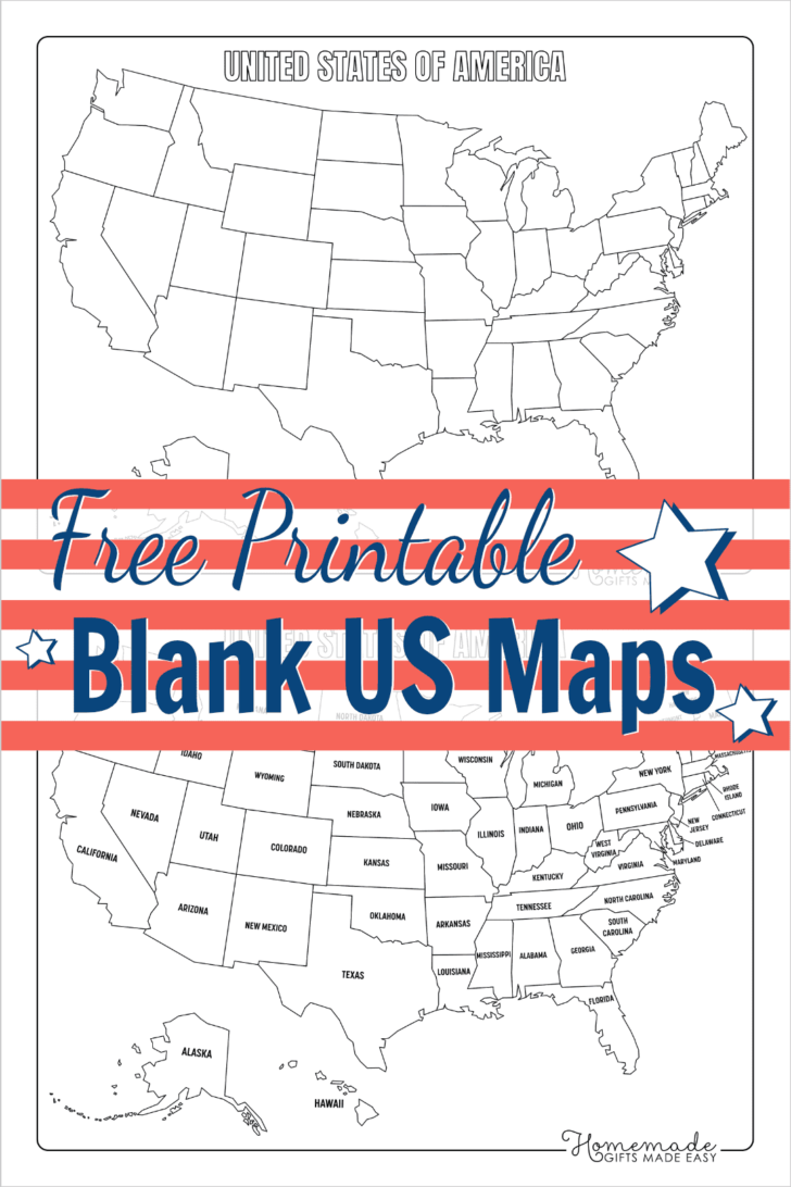 Printable Blank Map of the United States of America