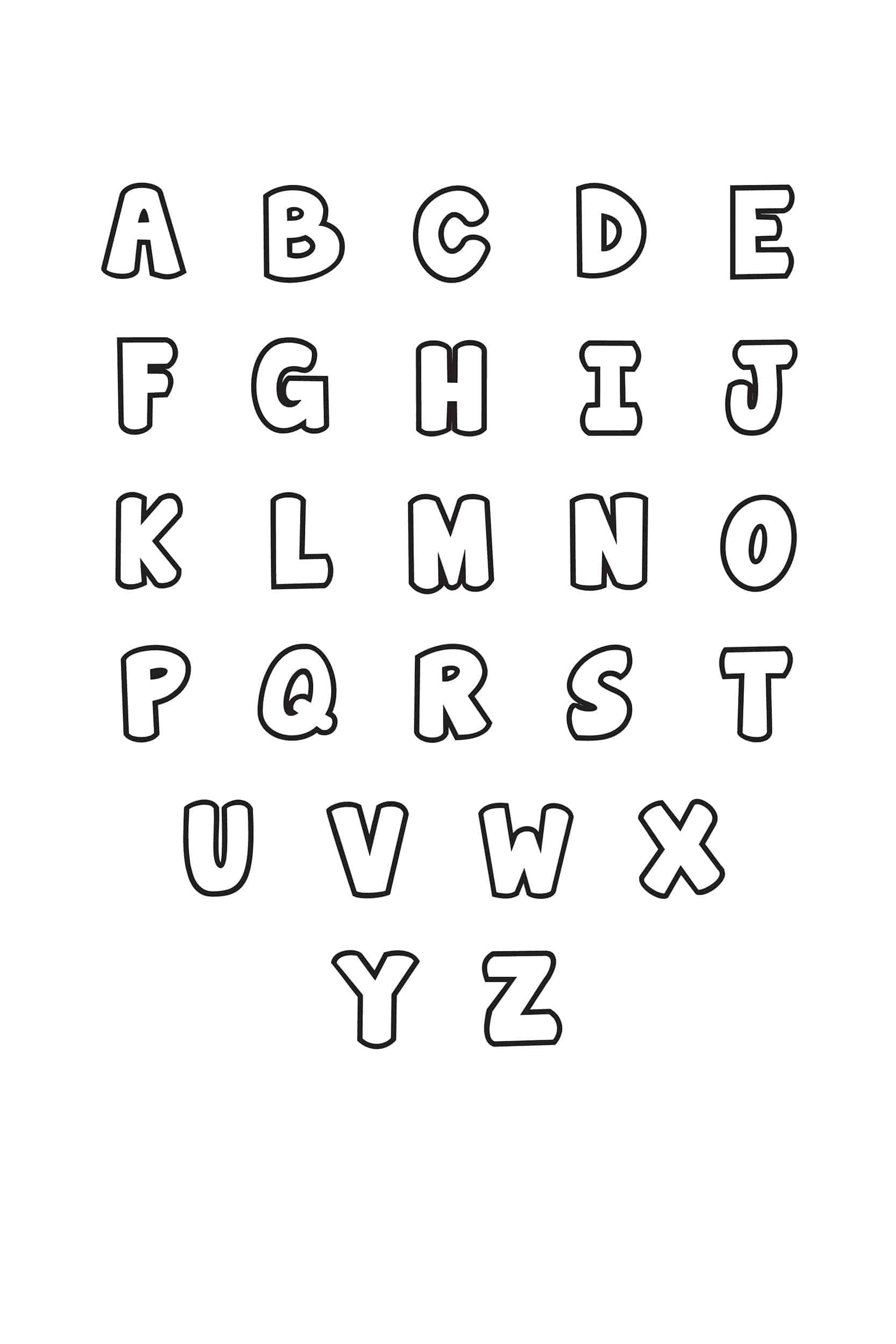 Free Printable Bubble Letter Alphabet Stencils inside Free Printable Letter Stencils