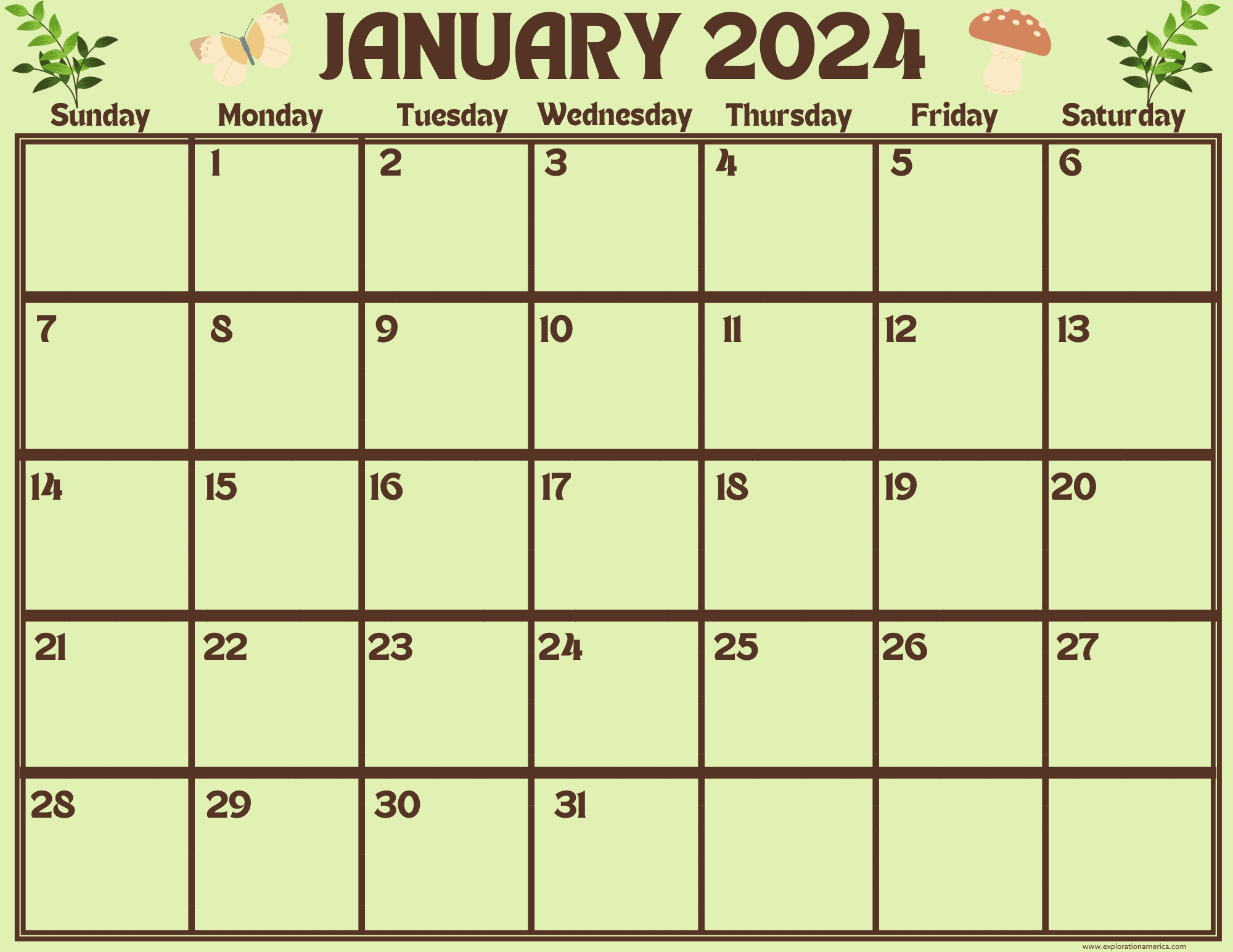 Free Printable Calendar - Nature Themed 12 Month Calendar for Free Printable Calendars 2024