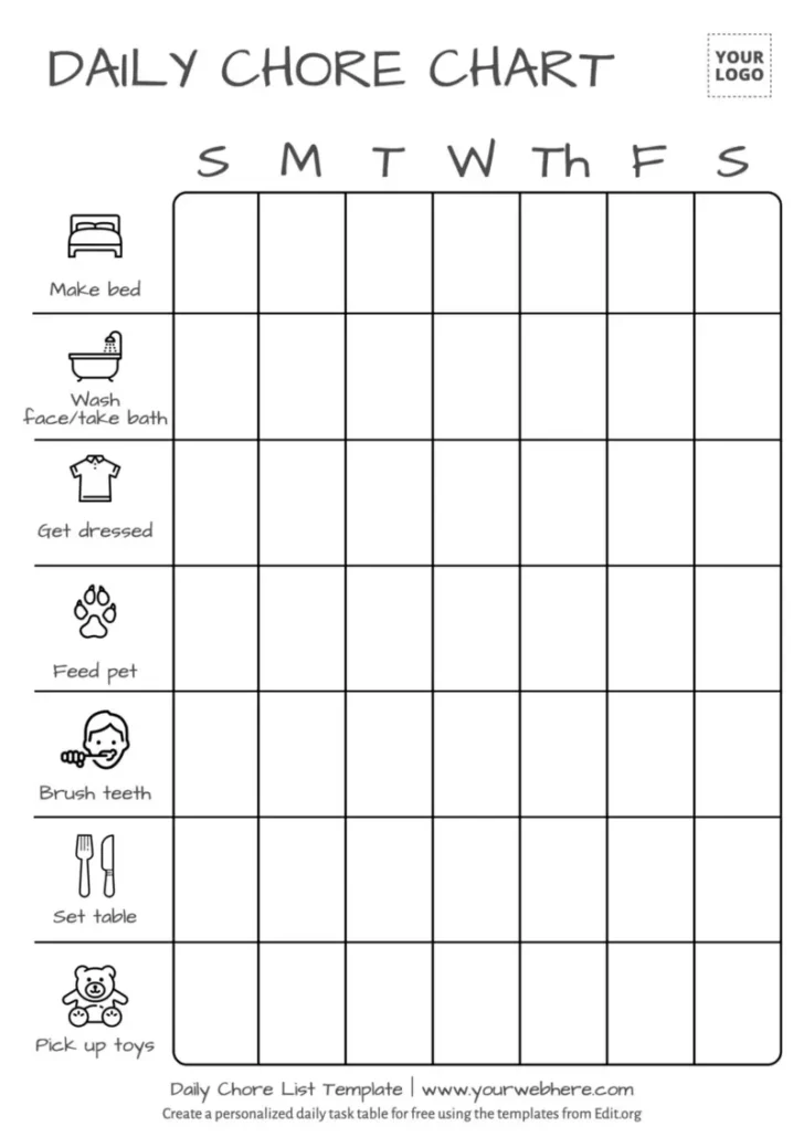 Free Editable Printable Chore Charts