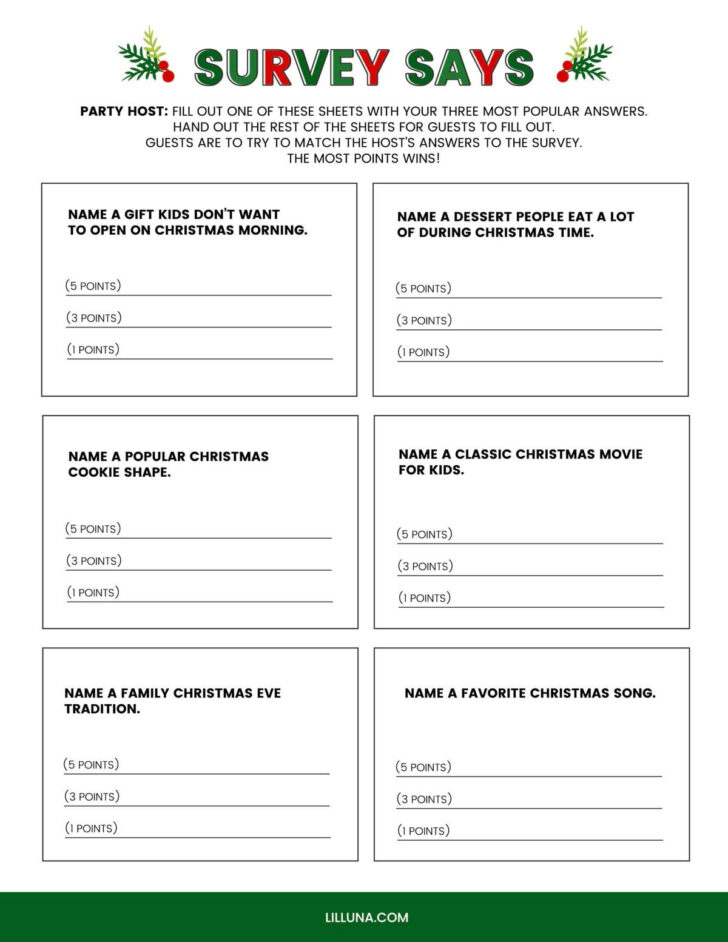 Christmas Games Free Printable