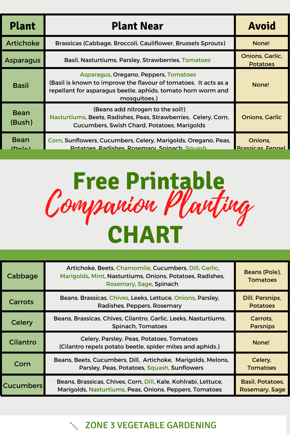 Free Printable Companion Planting Chart pertaining to Printable Companion PlantingDeter Pests