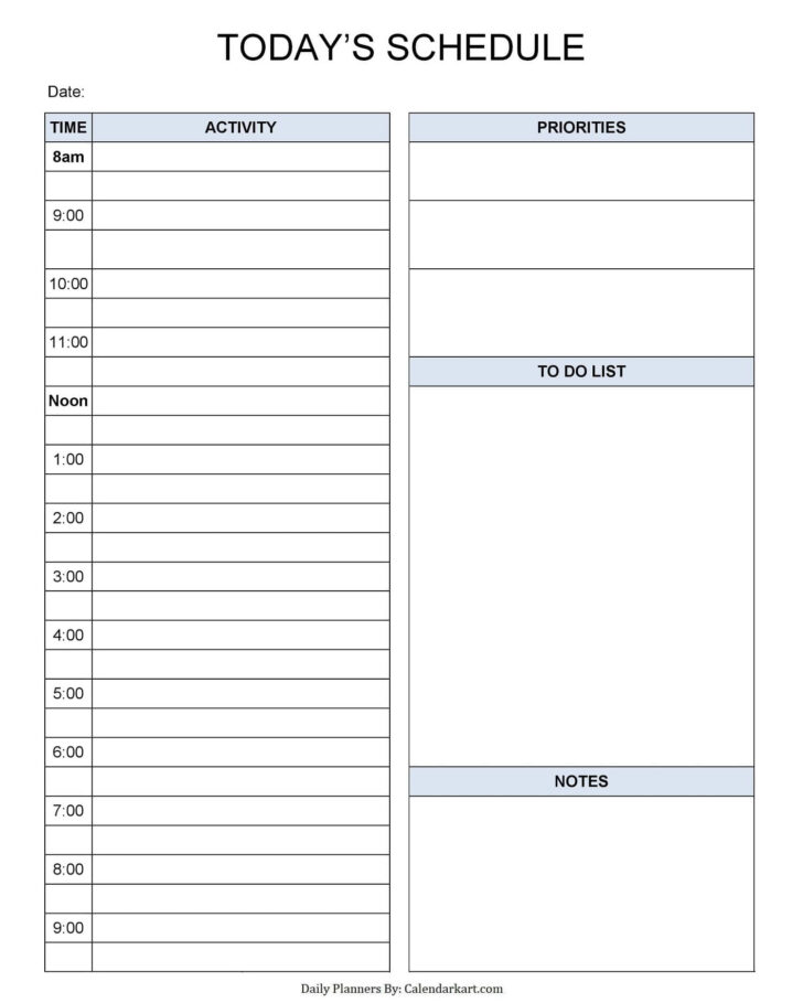 Downloadable Free Printable Daily Planner