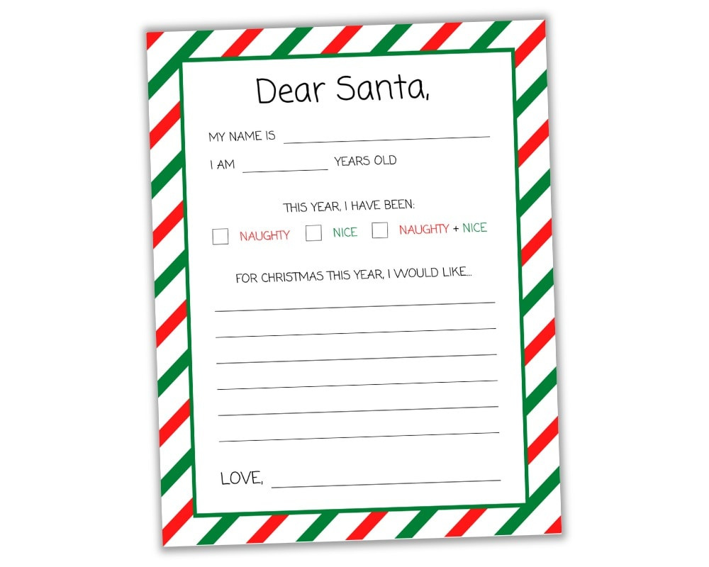 Free Printable &amp;quot;Dear Santa&amp;quot; Letter Template For Kids - The Craft intended for Free Printable Santa Letter