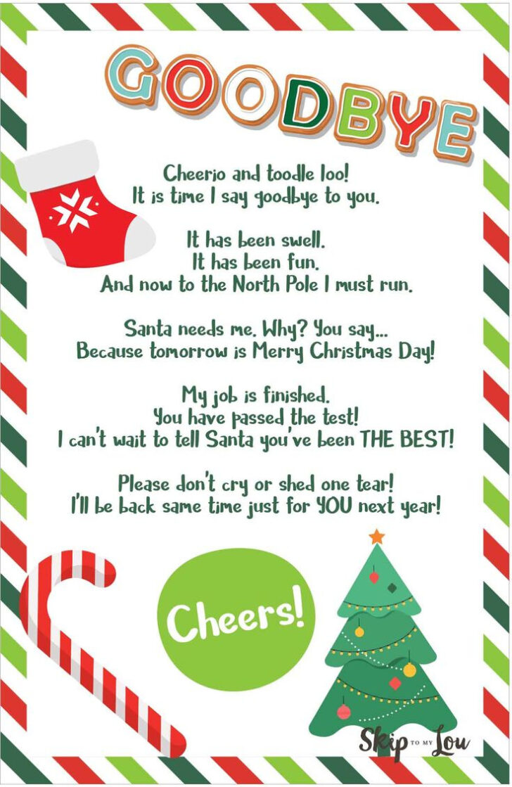 Free Elf On the Shelf Printable Goodbye Letter